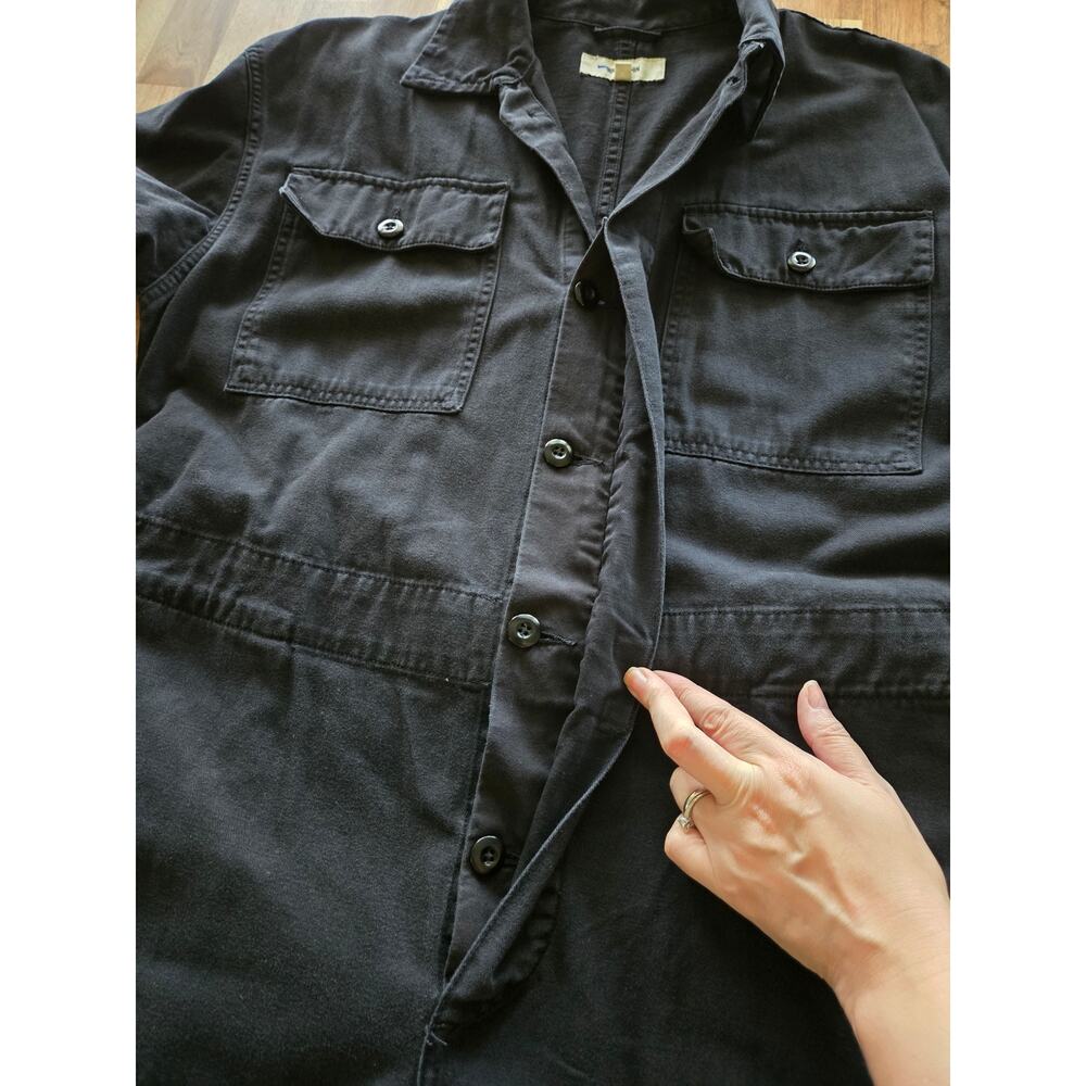 Buck Mason Baja Twill Studio Jumpsuit Medium Black Long Sleeve Cotton Utility - Picture 4 of 12